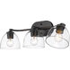 Roxie 3 Light 25 inch Matte Black Bath Fixture Wall Light